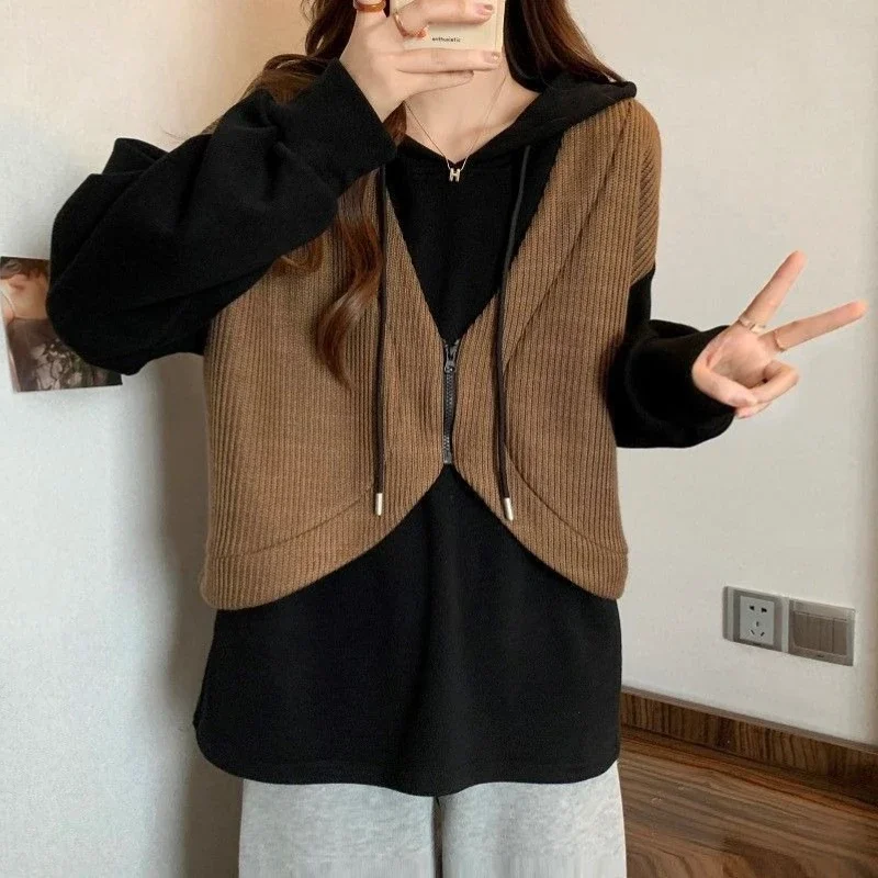 

Женские толстовки из двух предметов на молнии, толстовки Kpop Y2k, винтажная японская уличная одежда, новинка, незаменимый женский топ с капюшоном