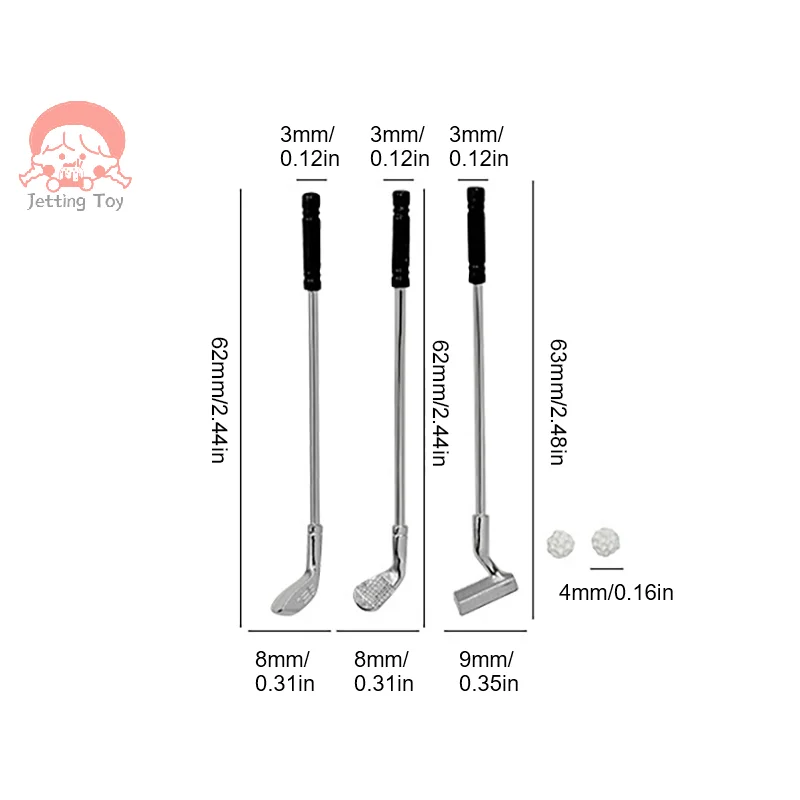 أثاث مصغر لبيت الدمى ، مجموعة نوادي الجولف المعدنية ، ألعاب التظاهر ، إكسسوارات ديكور بيت الدمية ، مجموعة لعب واحدة
