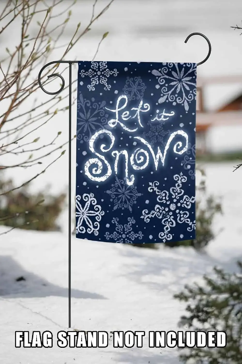 تولاند حديقة المنزل 117280 Let It Snow Winter Garden Flag 12x18 بوصة مزدوجة الجوانب لتزيين ساحة المنزل الخارجية FFI