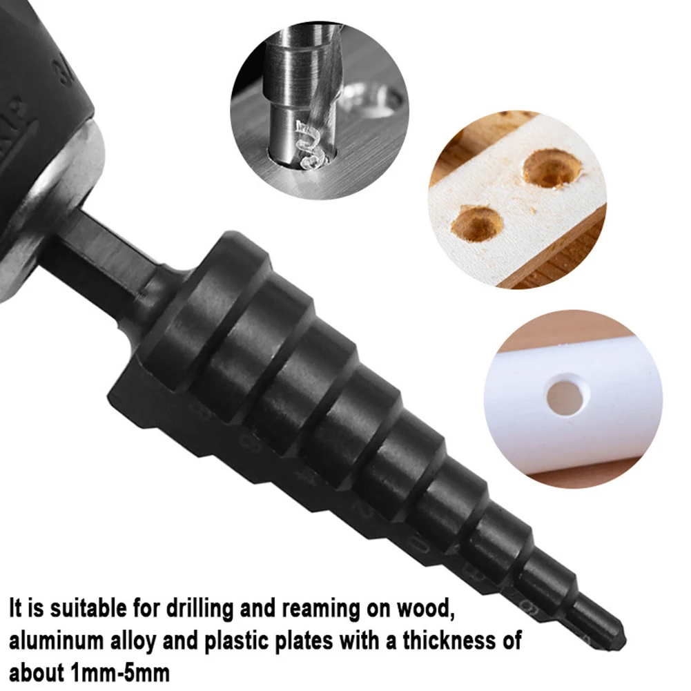 

Electric Drill Step Drill Bit Garden Practical 3 Sided Shanks Design Black HSS Steel Heat Treated High Quality