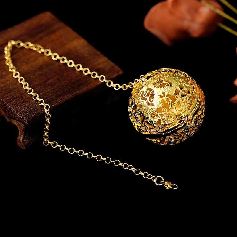 Vintage Brass Copper hollow out Pomander Perfume Ball Potpourri Ornament Hinged incense Container burner for Car,Home