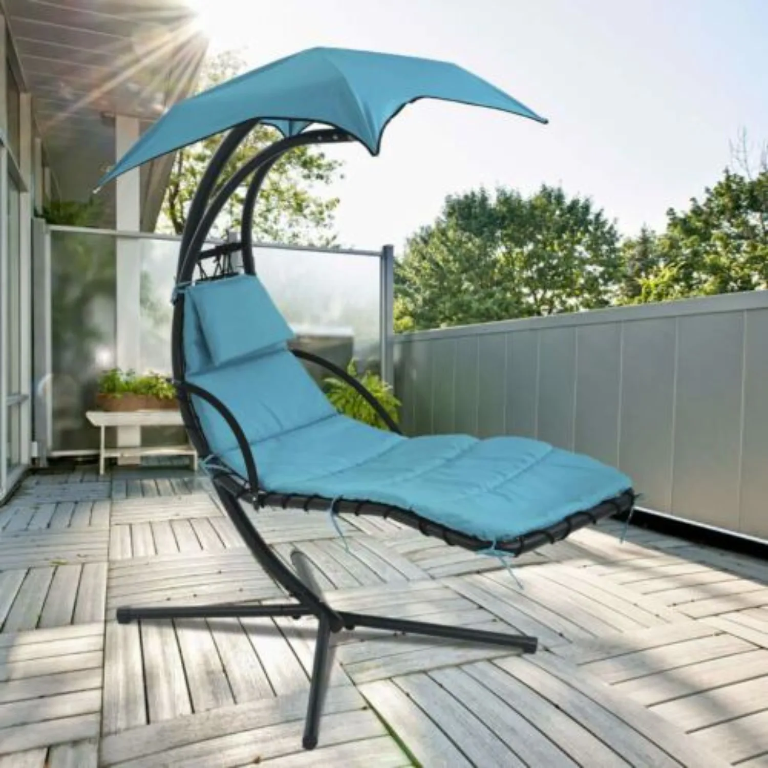 

US Hanging Chaise Lounger Chair Arc Stand Air Porch Swing Hammock Chair Canopy New