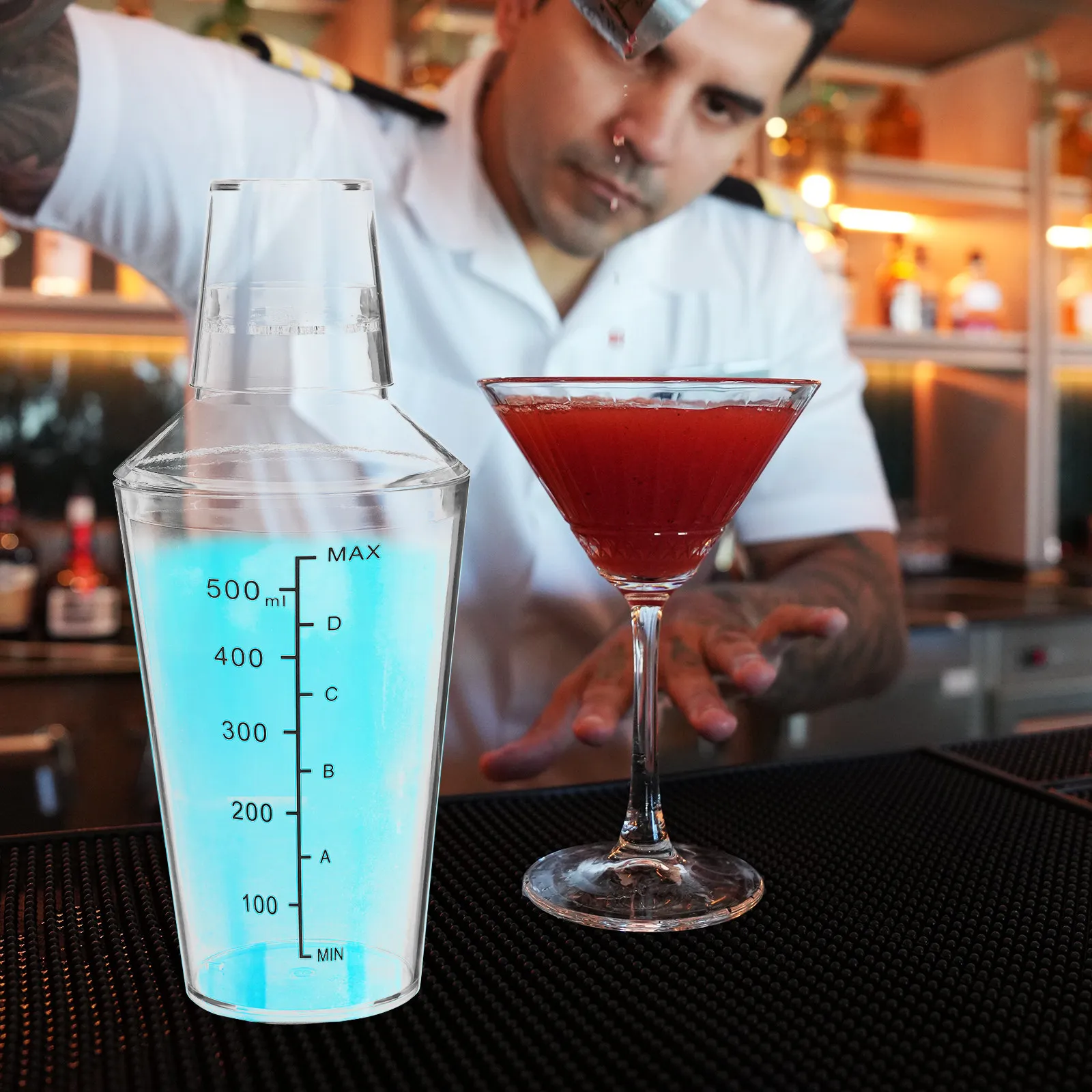 Cocktail Shaker Milk Tea Hand Shaker Transparent Drink Mixing Cup with Precise Measurement Scale for Bar Home Bartender Cold view 6