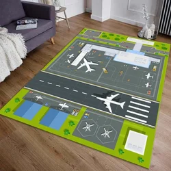 Airport Runway Rugs Airport Apron Children's Room Non-slip Decor Carpet Plush Stain-resistant Washable Living Room Decor Rug