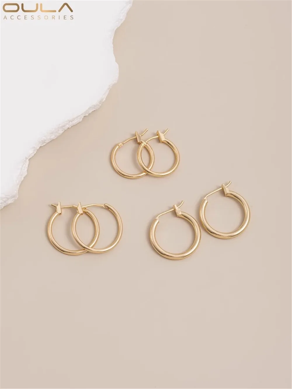 

14K Gold-Color Plated French Ear Ring European American INS round DIY Earrings Fashion Jewelry Accessory