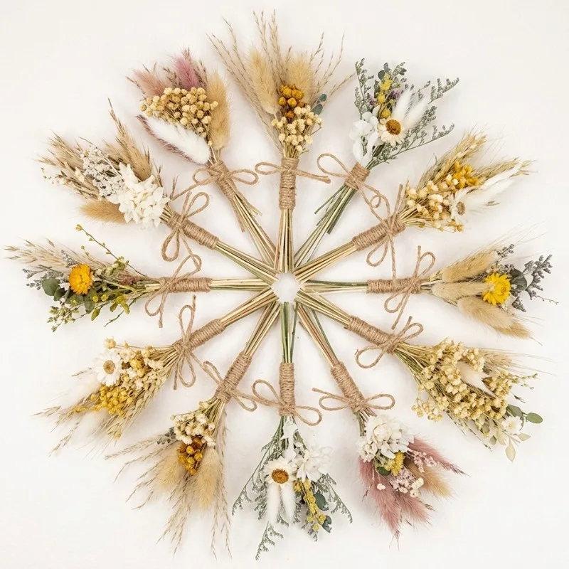 Mini Dried Flower Bouquet Natural Preserved for Home Table Decor Wedding Party Favor Gift Souvenir Corsage Photography Prop