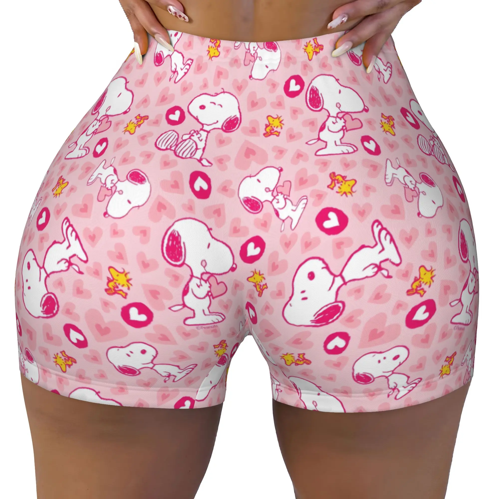 Custom S-snoopies Anime Gym Volleyball Biker Shorts Women's Dog Manga Workout Yoga Shorts