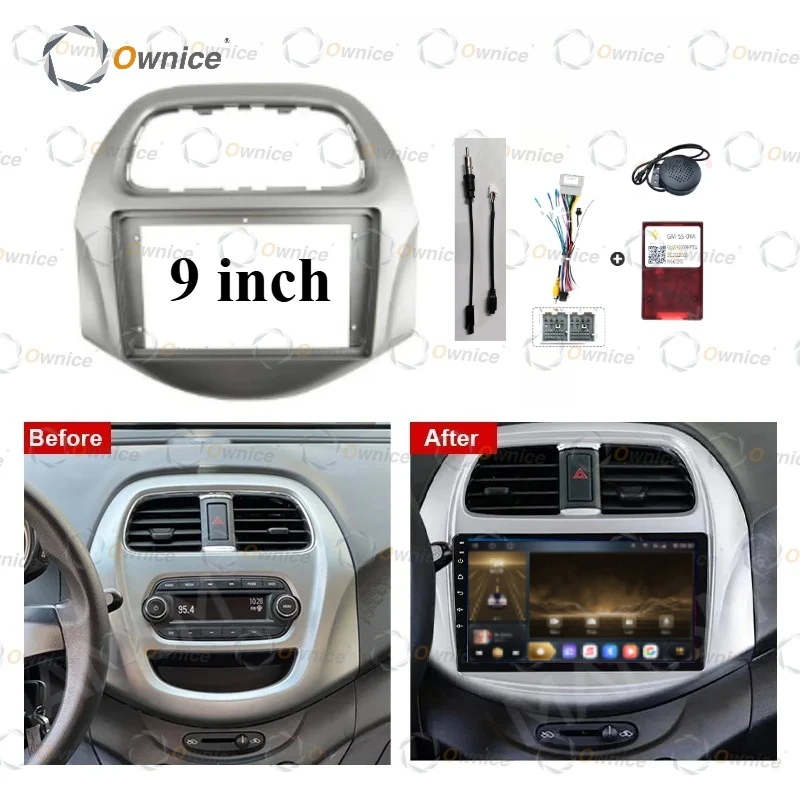 Ownice-estéreo de navegación para coche, 9 ", para Chevrolet SPARK BEAT 2018 - 2020, marco de Panel de fascias de Radio compatible con 2 Din en pantalla de tablero estéreo