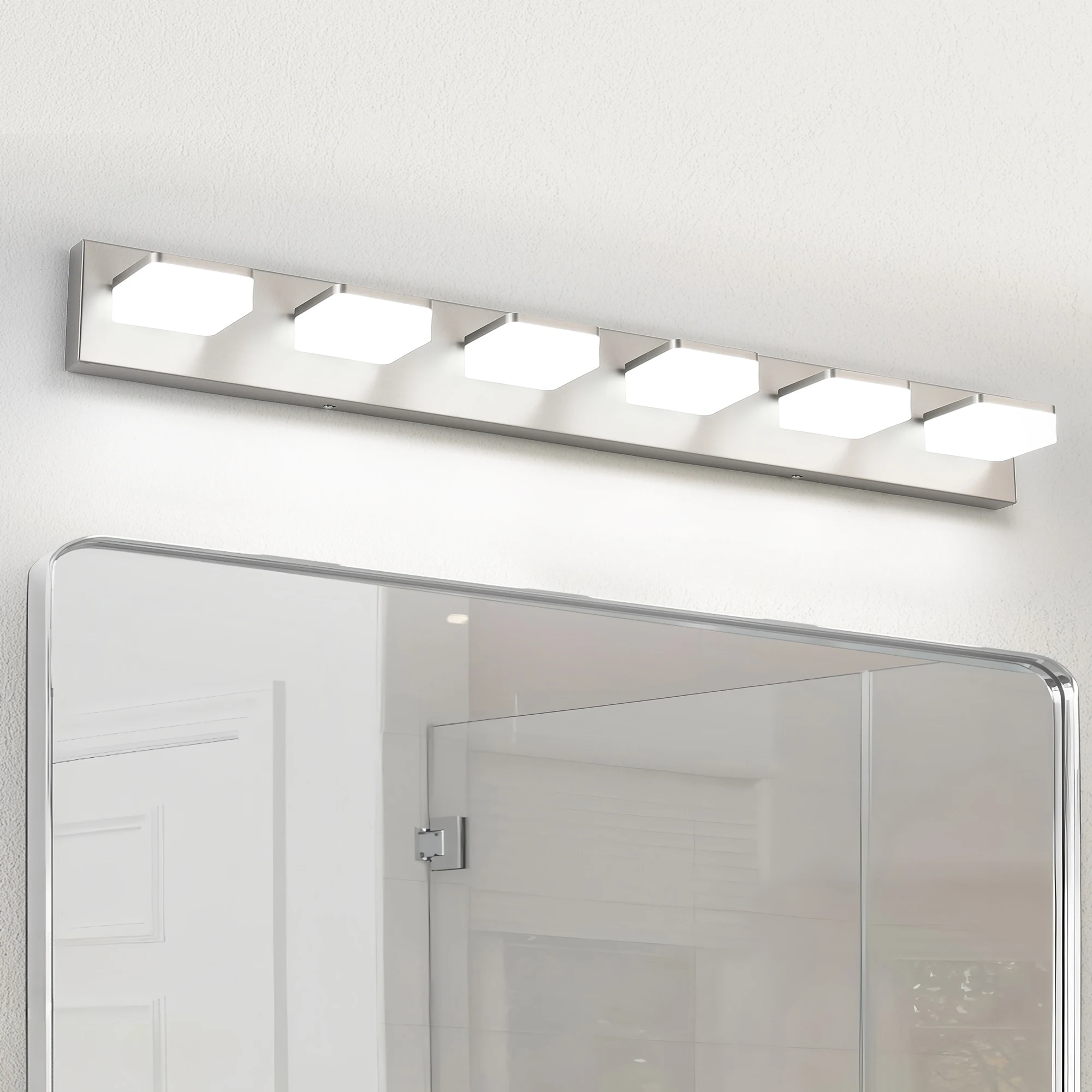 Perlengkapan Kamar Mandi Peredupan LED 6 Lampu 38,98 Inci-5500K 36W Berkabel Keras untuk Ruang Ganti