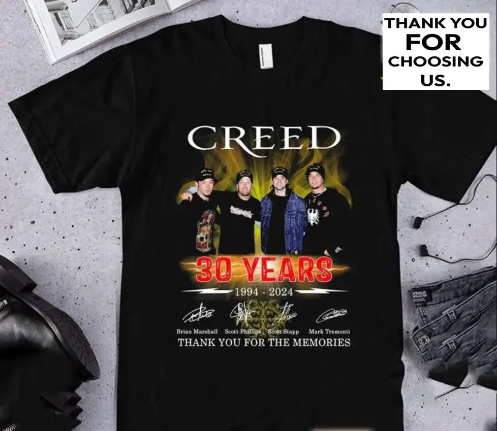 Creed Rock Band 30 Years 1994–2024 Thank You For The Memories Signatures T-Shirt long or short sleeves