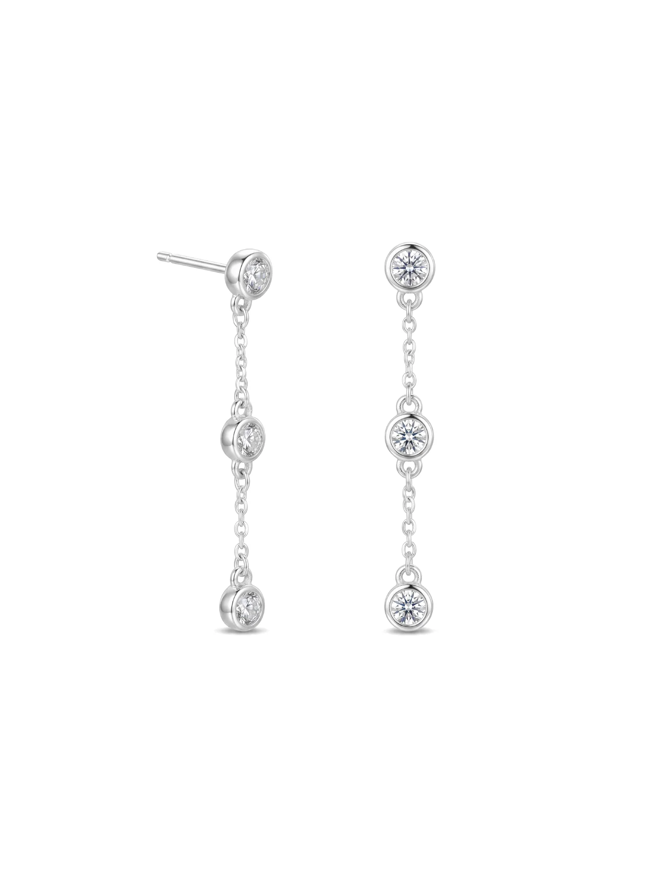 A pair of S925 sterling silver beaded dangle earrings with sparkling zirconia, hypoallergenic.
