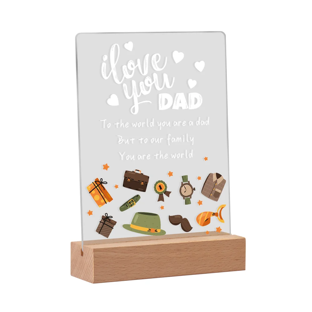 Birthday Gifts for Dad from Daughter Son Father's Day Gift I Love You Dad Acrylic Night Light Memorial Gift for Father