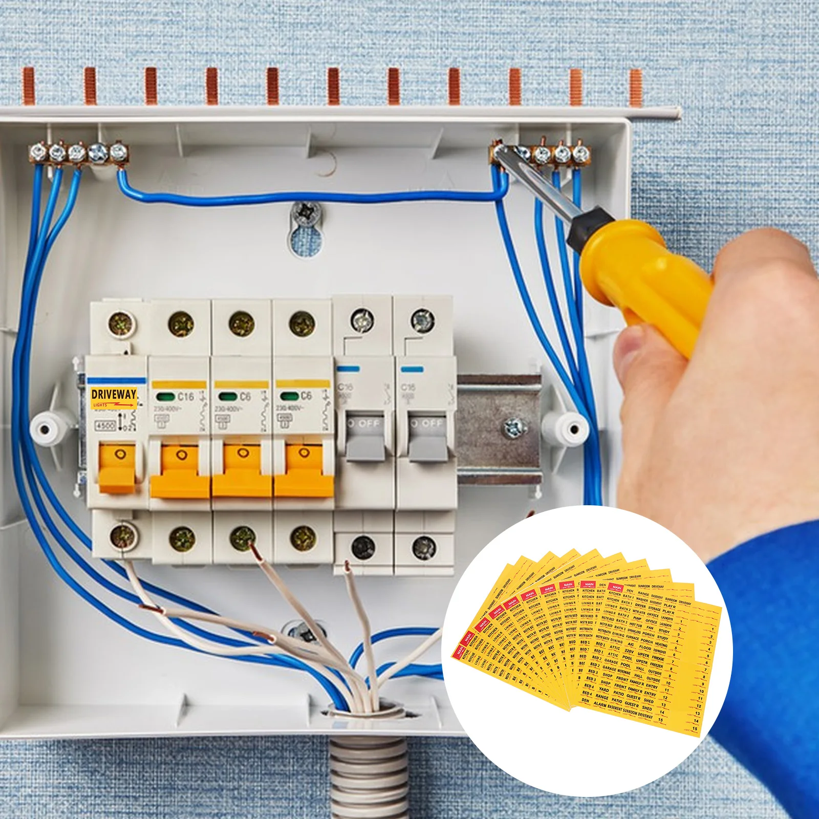 

10 Sheets Colorful Circuit Breaker Labels Self Adhesive Breaker Panel Stickers Organizational Electric Box Identification