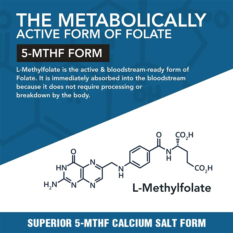 L-Methylfolate 7.5 Mg 120 Capsules Maximum Potency Optimized & Activated Non-GMO Gluten-Free Methylfolate Supports Brain & Mood