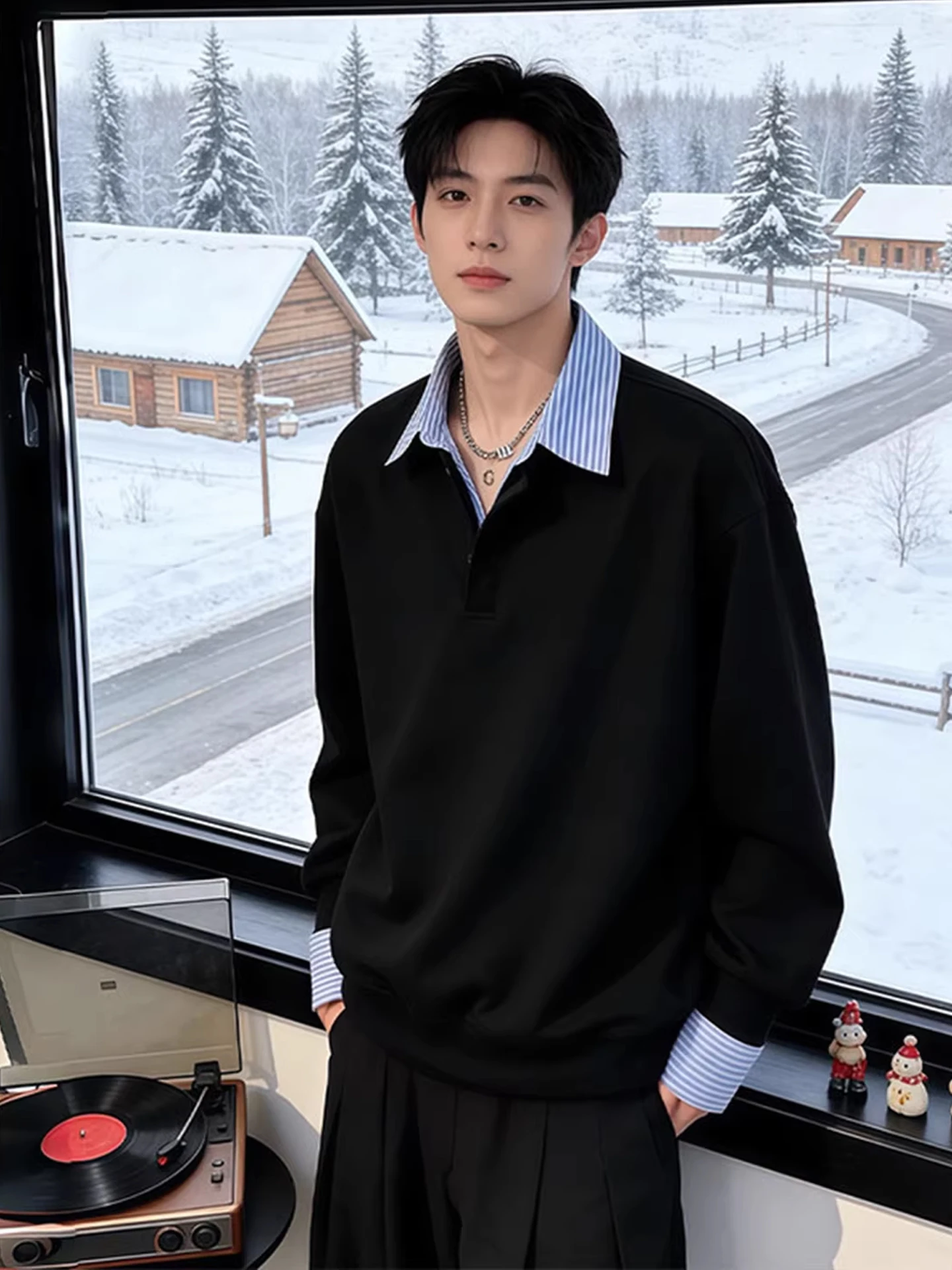 

Мужской свитер на подкладке Fce, внутренняя одежда с воротником, базовый слой, осень-зима, повседневный, удобный, свободный крой