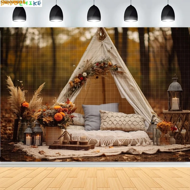 سفاري وايلد وان وودلاند الاطفال 1st حفلة عيد ميلاد خلفيات للتصوير الفوتوغرافي خرافة خيمة داخلية استوديو الصور خلفية XC-01 #5