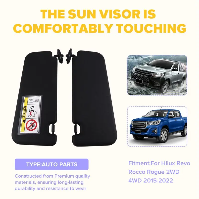 Super Sale 74320-0KB00-C0 74310-0KC30-C0 Black Pair Side Sun Visor Fits for Toyota Hilux Revo Rocco Rogue 2WD 4WD 2015-2022