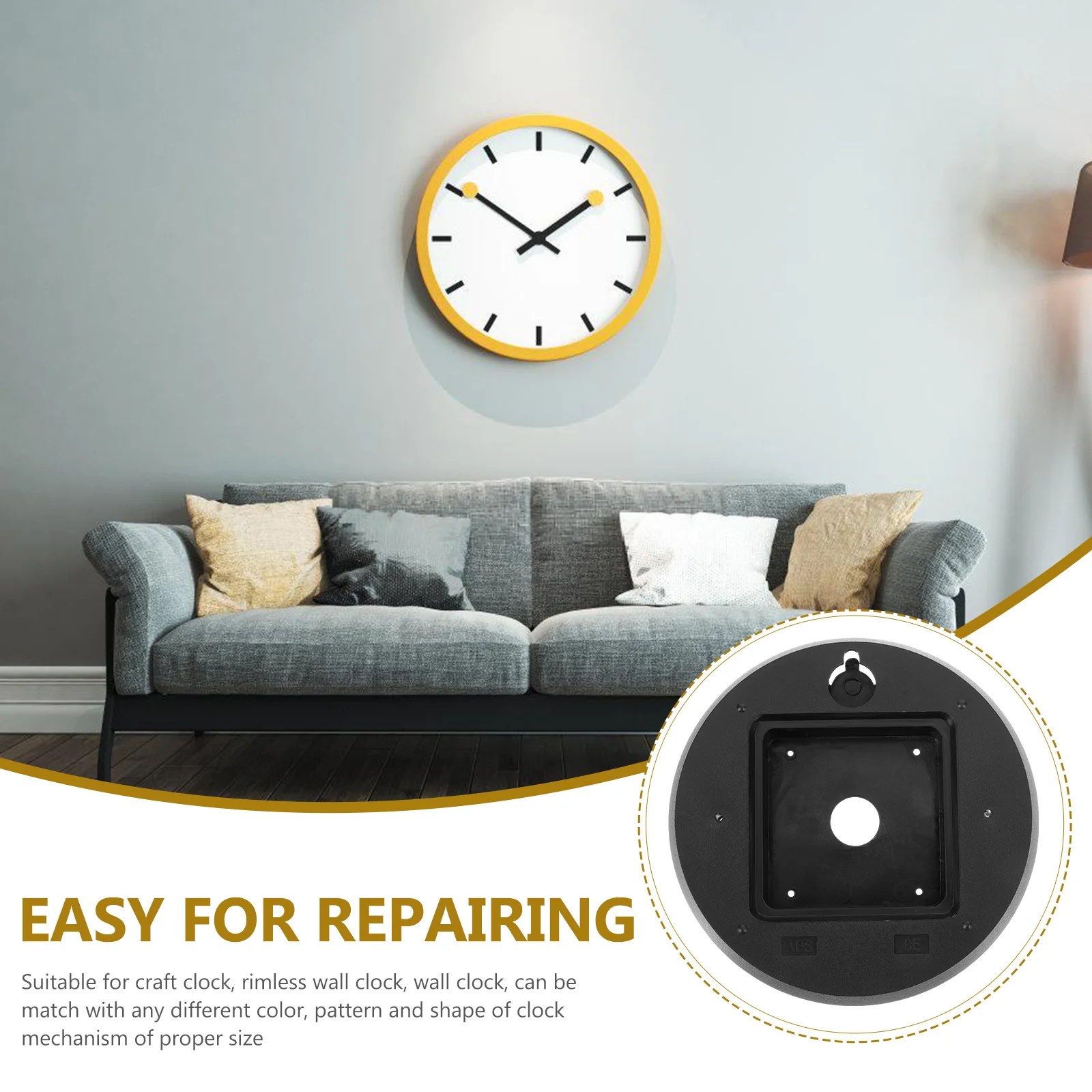 

Wall Clock Back Cover Repair Replacement Parts Diy Shell Abs Plastic for Movement