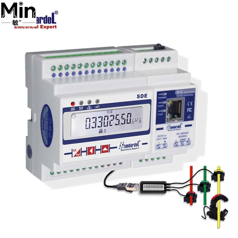 SDE430-C DIN Rail Three-Phase 0.5S Accuracy ModbusTCP Ethernet Energy Counter LCD Display 5A-600A