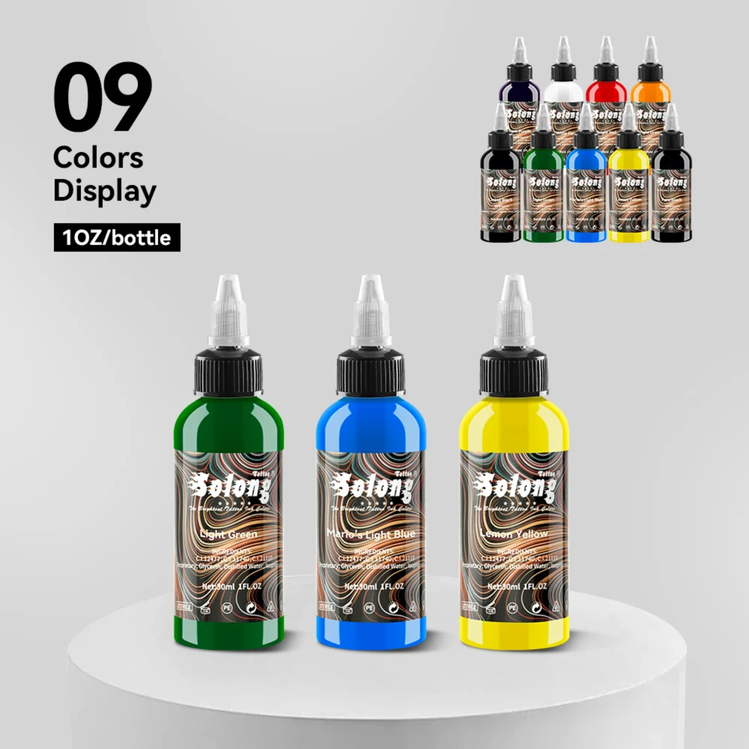 

Solong 9/16PCS * 30ML Pigment do tatuażu zestaw tuszów profesjonalne półtrwałe kolory do brwi do ust tatuaże do ciała zes