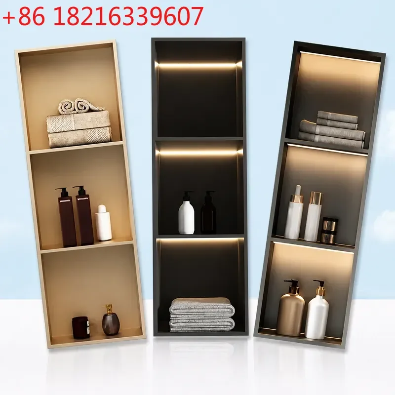 YAOCustom 304 Stainless Steel Recessed Niche Shelf for Bathroom Shower Room Metal Storage Rack Wall Mounted Organizer