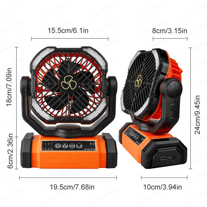 10000mAh Rechargeable Solar Panel Portable Emergency Fan Car Camping Fan