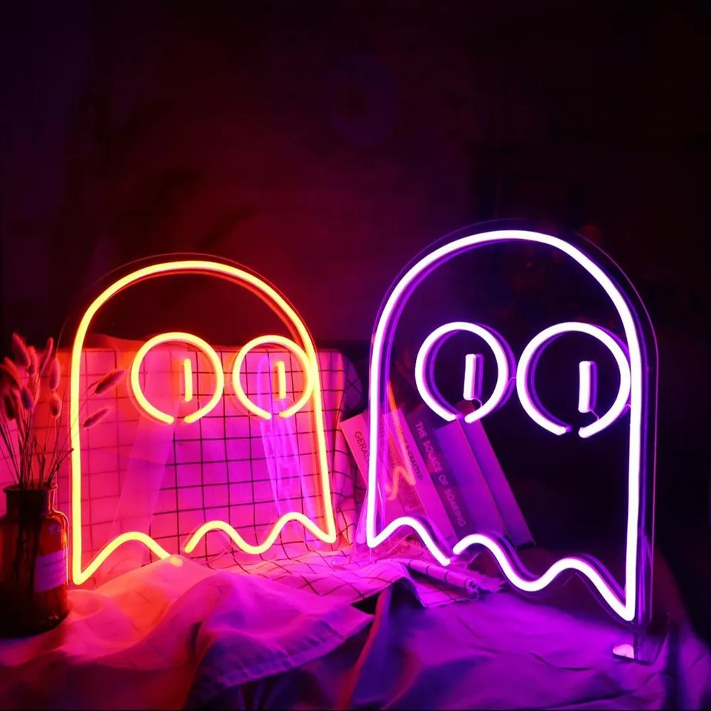 Custom Ghost Neon Signs for Bedroom Kids Room Bar Wall Decor Festive Atmosphere Lights Halloween Party Christmas Neon Led Light