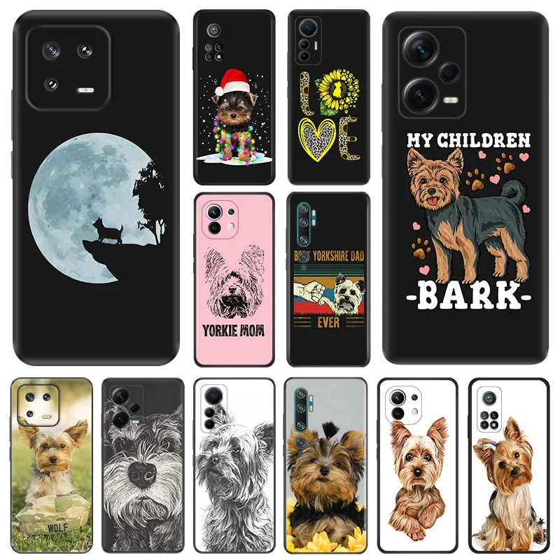 Yorkshire Terrier Dog Soft Phone Cases For Xiami 12X 12T 13 CC9 12 Lite Redmi Note12 Pro Plus 5G A1 A2 12C 12S Black Matte Cover