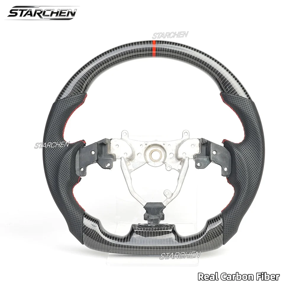 Real Carbon Fiber Steering Wheel for Lexus Is 250 250c 300 300c 350 350c Is-F Sport 2006-2012,Perforated Leather Anti-Slip Grip with Finger Grooves