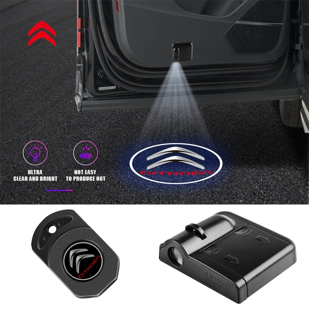 1/2pc porta do carro bem vindo laser led projetor logotipo luz sem fio acessórios do carro para citroen c1 c2 c3 c4 picasso C-ELYSEE berlingo
