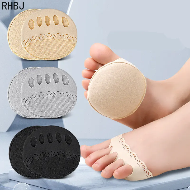 RHBJ 2pcs/set Five Toes Forefoot Pads for Women High Heels Half InsolesSilicone Insoles Gel Insoles Breathable Foot Care Tool