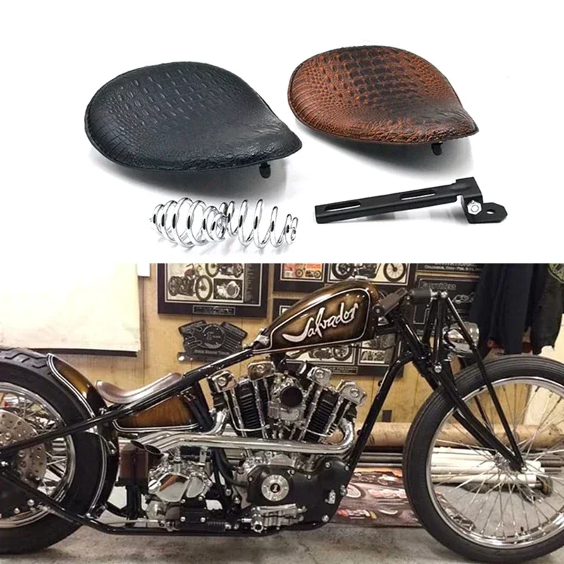 

Motorcycle Seat Cushion Leather Retro Cafe Racer Flat Seat Universal for Suzuki Bobber Chopper bobber seat cafe racer