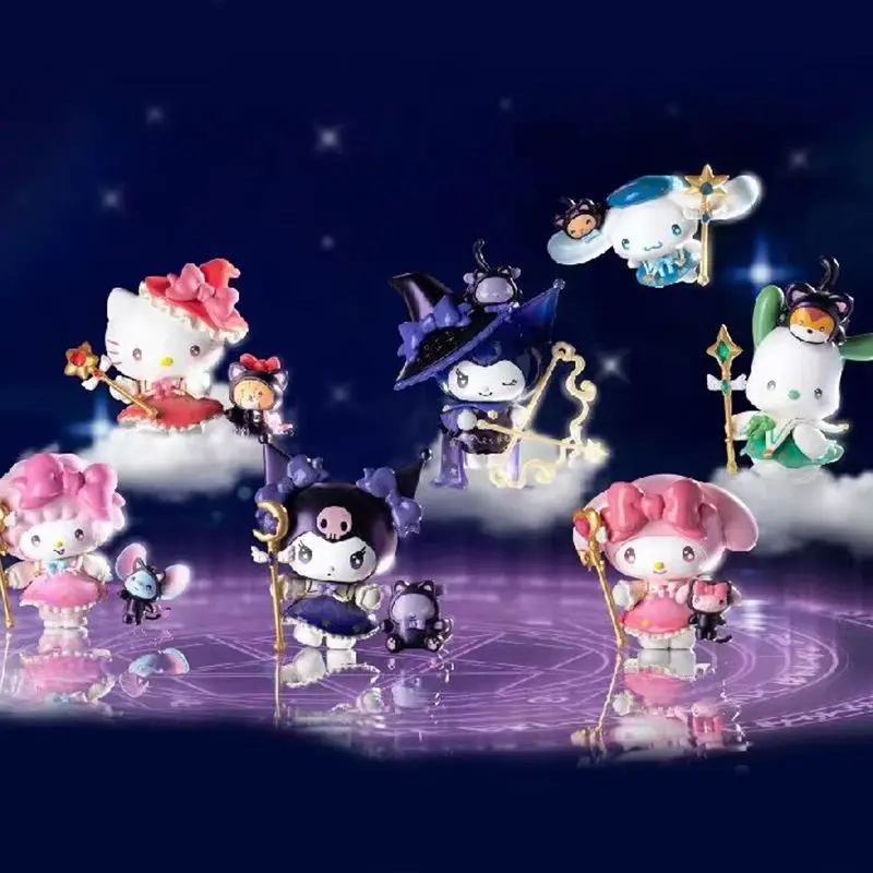 

I HOT Sanrio Kuromi Big Ear Dog Hello Kitty Starry Night Party Wizard Series Magic Style MysteryBox Коллекционная слепая коробка Kawaii