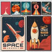 Aerospace Rocket Futurism Space Poster Self-adhesive Art Waterproof Sticker Coffee House Dorm Room Wall Decor