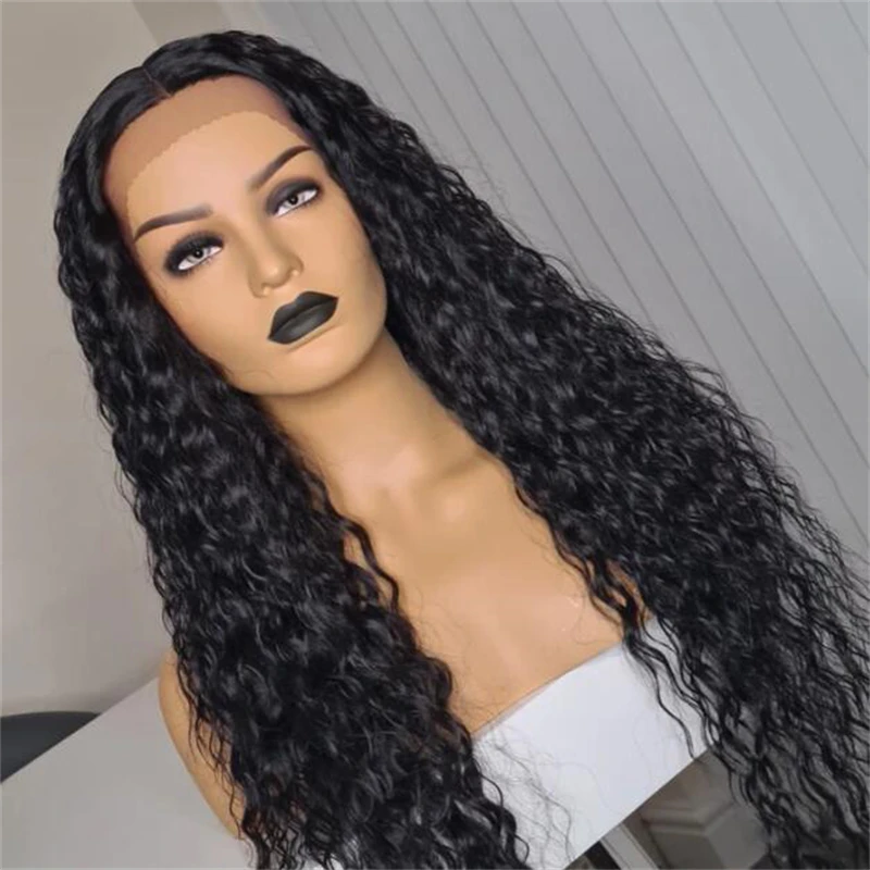 26 Polegada macio longo sem cola natural preto kinky encaracolado peruca dianteira do laço para mulheres com cabelo do bebê sintético preplucked diariamente