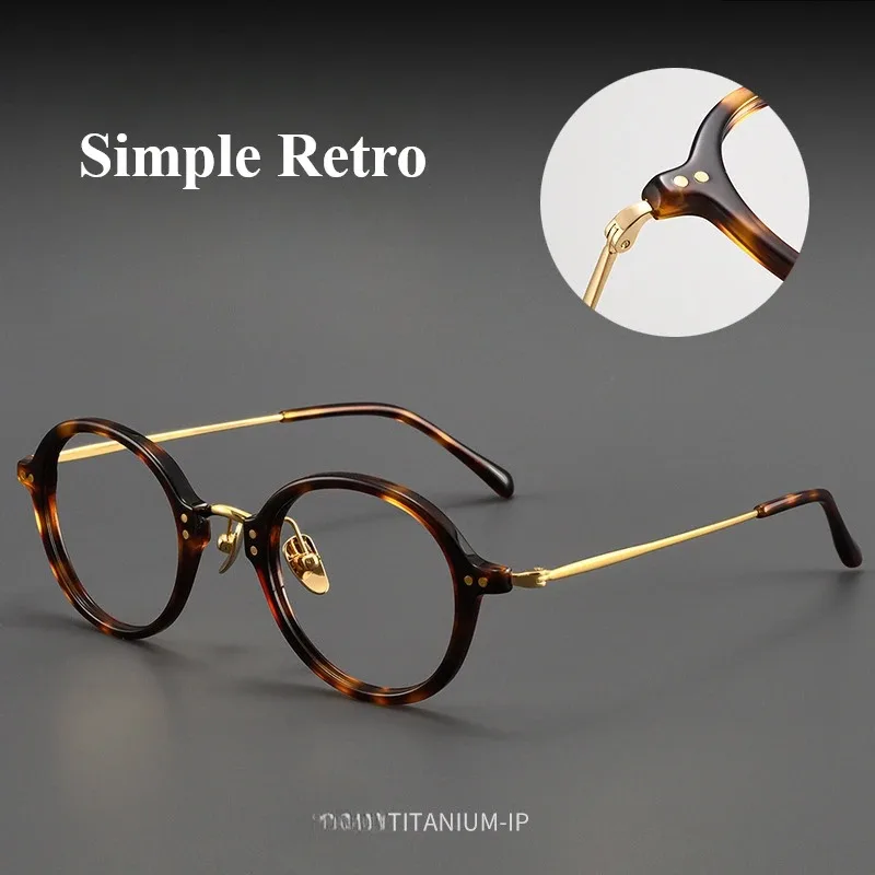 

142mm Wide Tortoiseshell Round Frame Acetate and Titanium Glasses Frame Men Women Fashion Retro Full Frame Eyeglasses BT55003