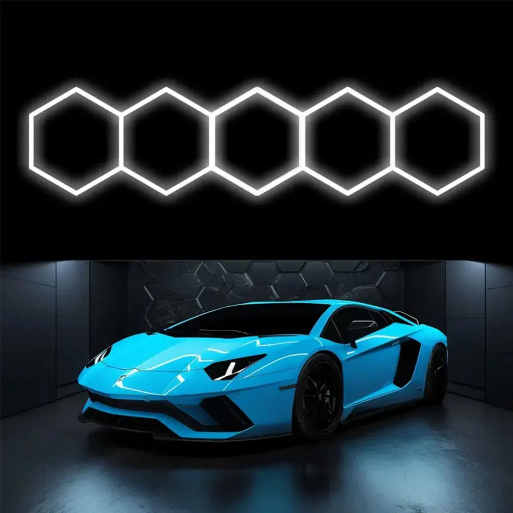 أضواء LED لمرآب السقف السداسي على شكل قرص العسل مع فتحة واحدة/ثلاثة/خمسة مناسبة لورش العمل وصالونات الشعر وصالات الألعاب الرياضية