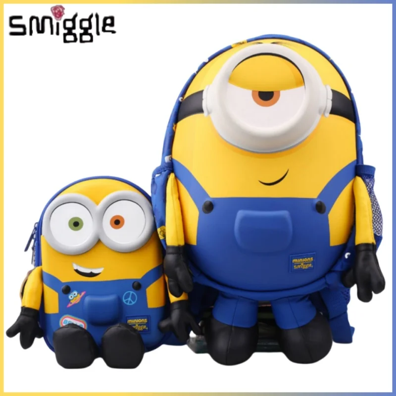 Hot Original Australian Smiggle Yellow Minions Children'S Students Lightweight Large Capacity Hard Shell Backpack Pen Case Gifts