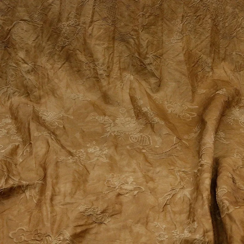 Seda e lã jacquard chá preto tecido tingido de plantas para roupas ocidentais agasalhos roupões