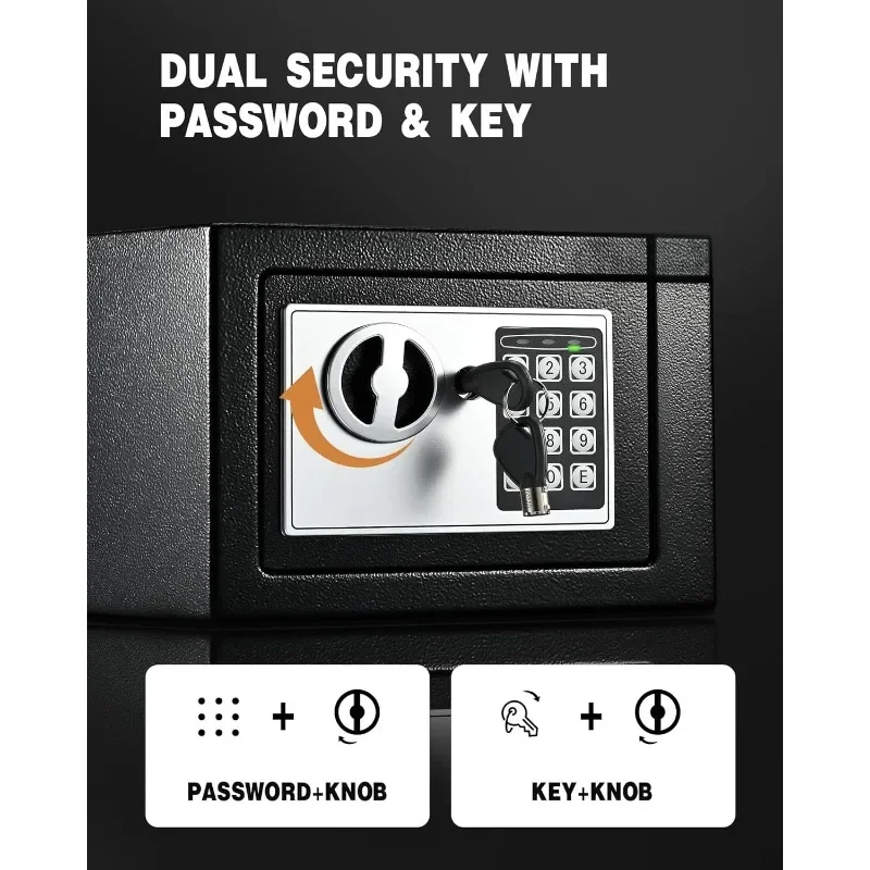 صندوق الأمان الساخن، آمن صغير لغرفة النوم الجامعية مع حقيبة نقود مقاومة للماء مقاومة للحريق للنقود أو المستندات، المفاتيح ورمز المرور، المنزل #5