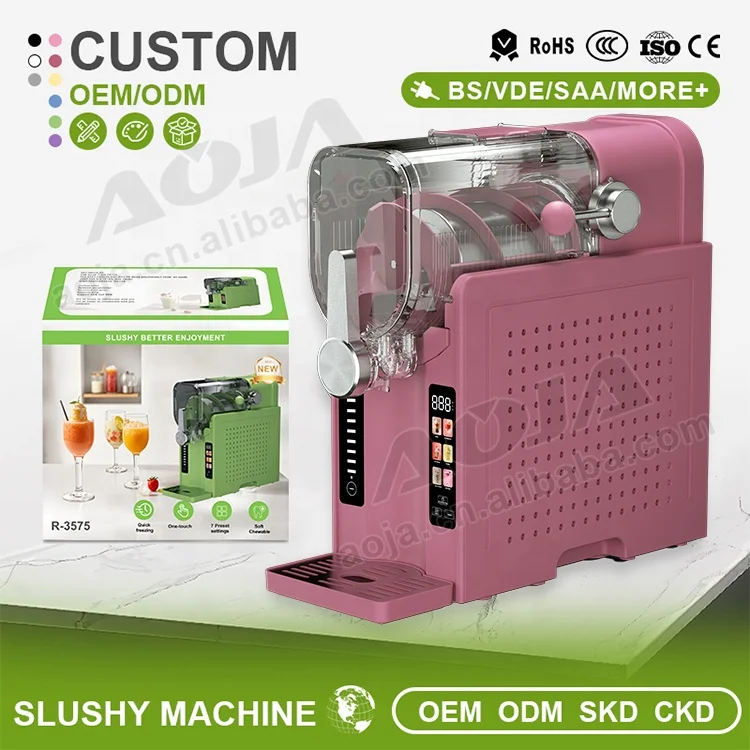 ماكينة صنع الآيس كريم الصغيرة من AOJA للاستخدام المنزلي والفندق للبيع بالجملة ماكينة سلوشي 7 في 1 للمشروبات المجمدة