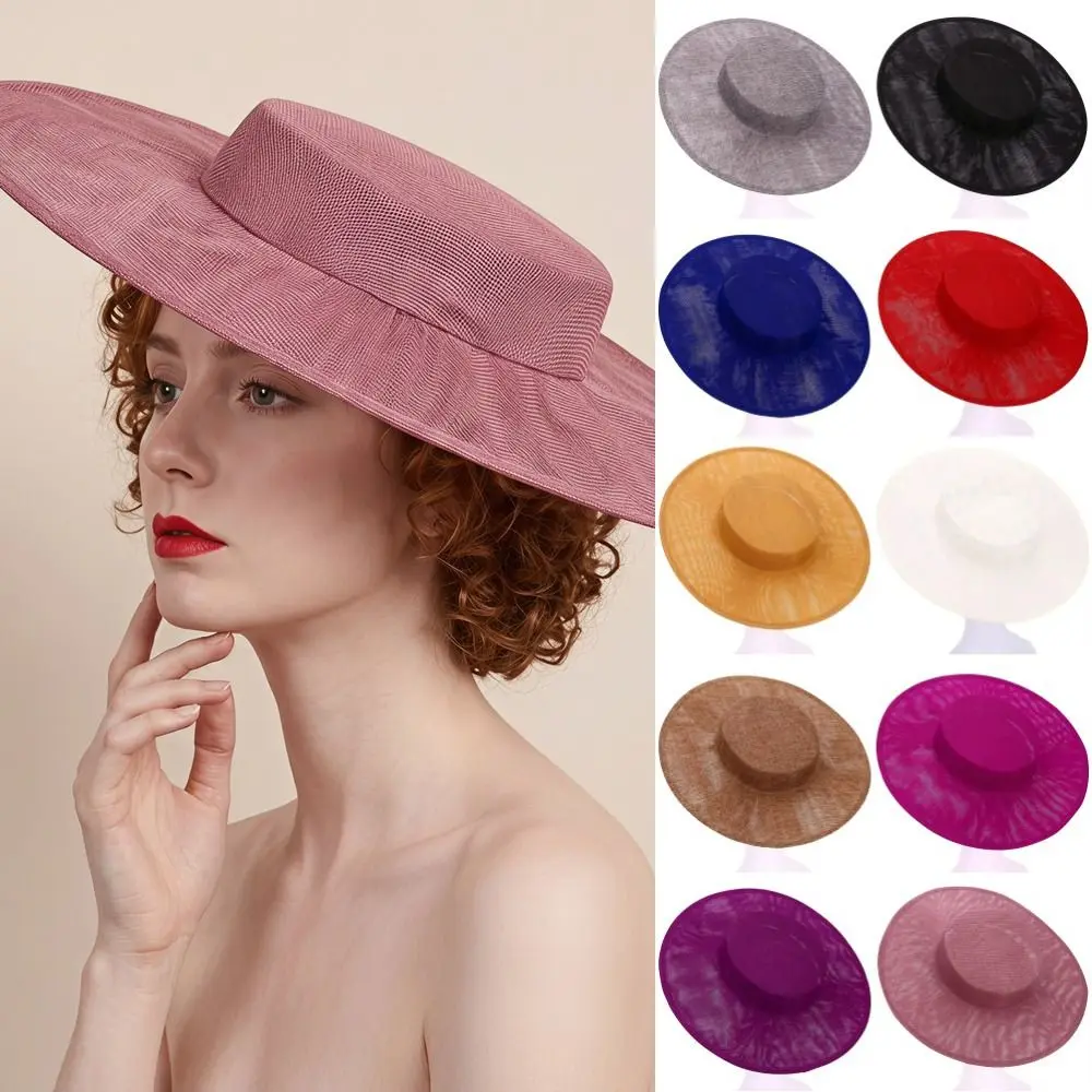 Sweet Solid Color Fascinator Base Wide Brim Headpiece Vintage Fascinator Hat 33 CM Formal Hat Masquerade Top Hat Wedding