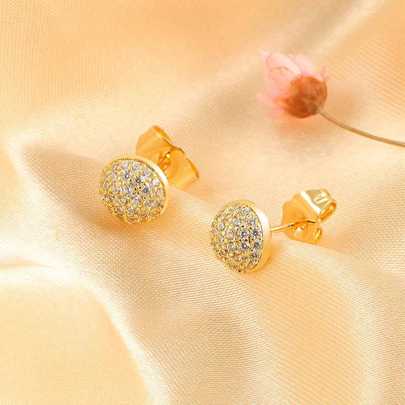 

CRMYA Dold-color Stud Earrings For Women Classic Piercing Color CZ Zirconia Stud Earrings 2023 Women Jewelry Wholesale