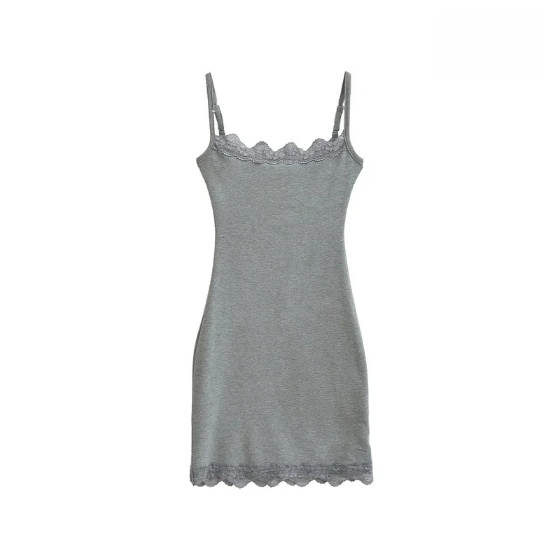 

Pure Desire Sexy Girl Strap Vest Dr Lace Splice Bodycon Skirt Spring Summer Autumn Season Sexy Sle Girl LeLe Studio