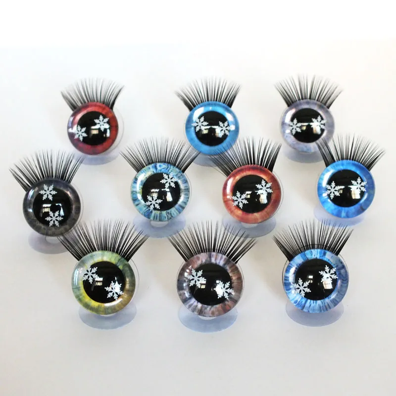 20 pezzi fai da te Amigurumi Doll eyes -- 12mm -- 30mm snowflake glitter eyes con ciglia