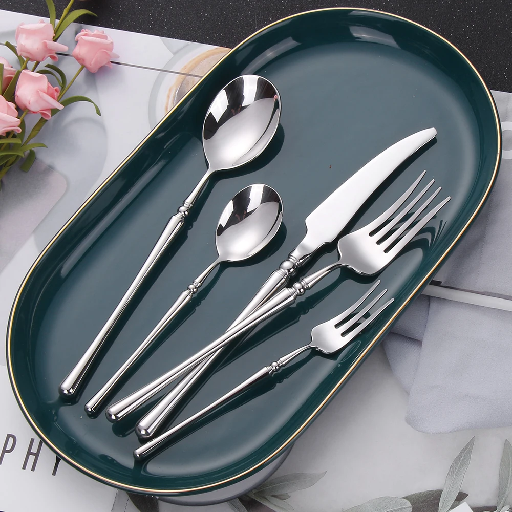 12/16/20/24/32 Pieces Gold Cutlery Set Knife Fork Spoon Stainless Steel Western Tableware Sliver Dinnerware Kitchen Untensils