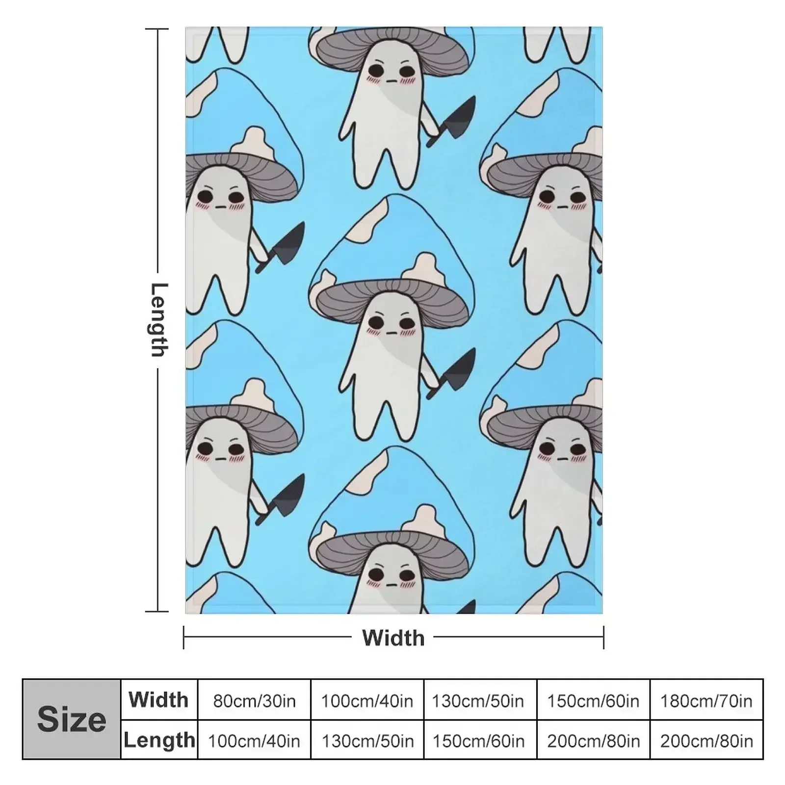 Light Blue Mushroom Holding a Knife Throw Blanket Bed Fashionable Luxury St Luxury Throw Plaid on the sofa Blankets