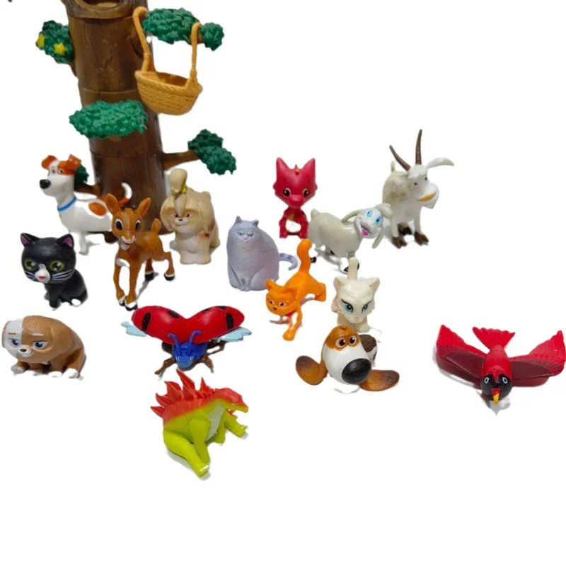 Original Cartoon Cute Farm Animals Family Sheep Cat Dog Ladybug Bird Dinosaur PVC Figure Collection Decor Model Toy Gift for Kid