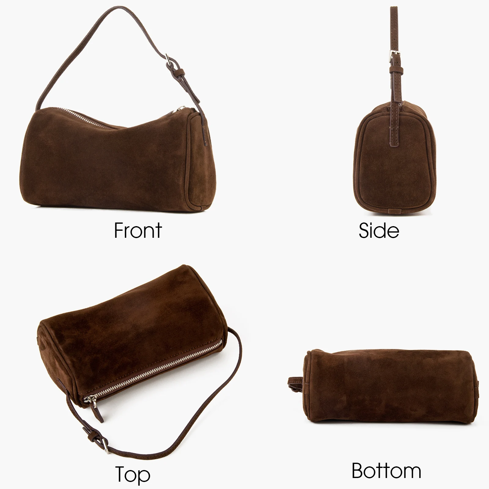 Donna-in Women\'s Handbag Soft Suede Mini Crossbody Lady Bags Zipper Natural Sheepskin Leather Hobo Shoulder Bag