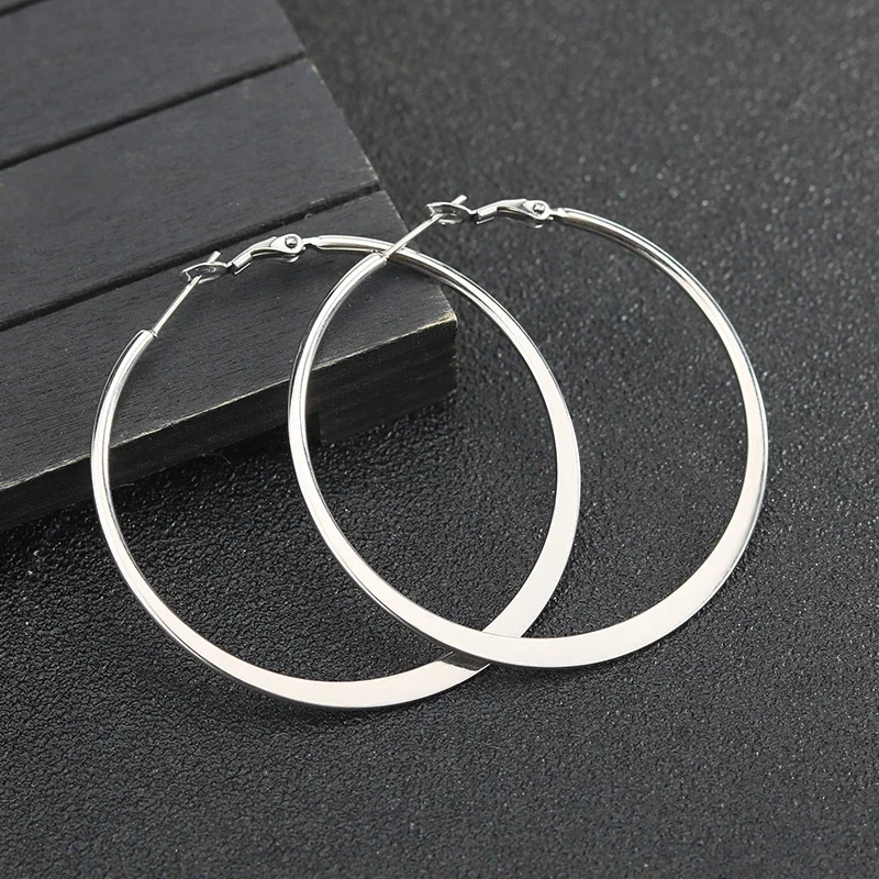 Vintage Big Round Hoop Earrings 2024 Trendy Steel Earring Rings Large Wholesale Earrings Lot Bulk Designer Luxury Jewelry korean